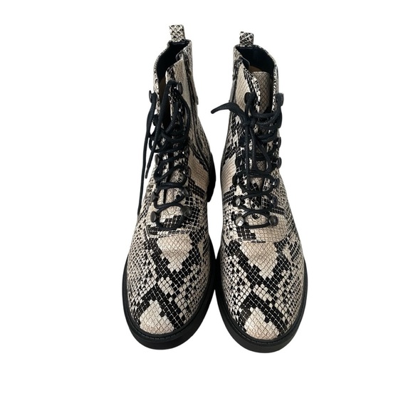 Paolo Trinity Snakeskin Print Moto Combat Lace Up W/Zipper I Size: 10M - Picture 4 of 8